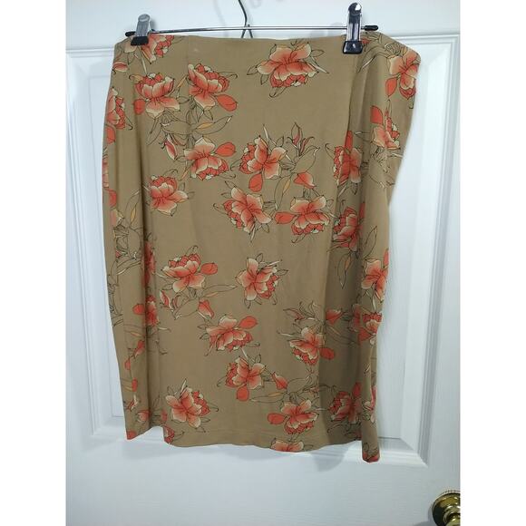 J. Jill Tan Floral Midi Skirt - Picture 7 of 8